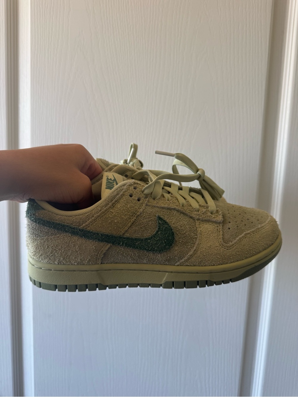 Never Worn Nike Olive-Toned Dunk Low with Forest Green Swoosh